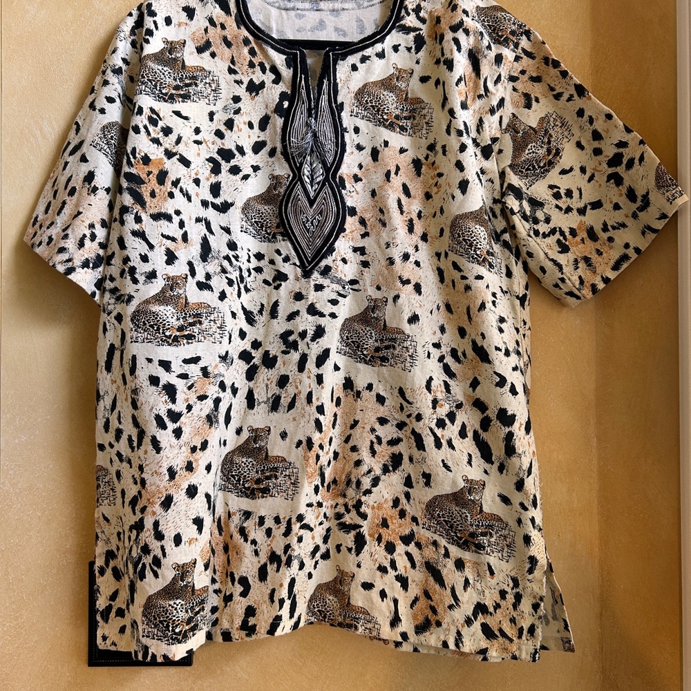 Hand Made Leopard Print Short Sleeve Dress